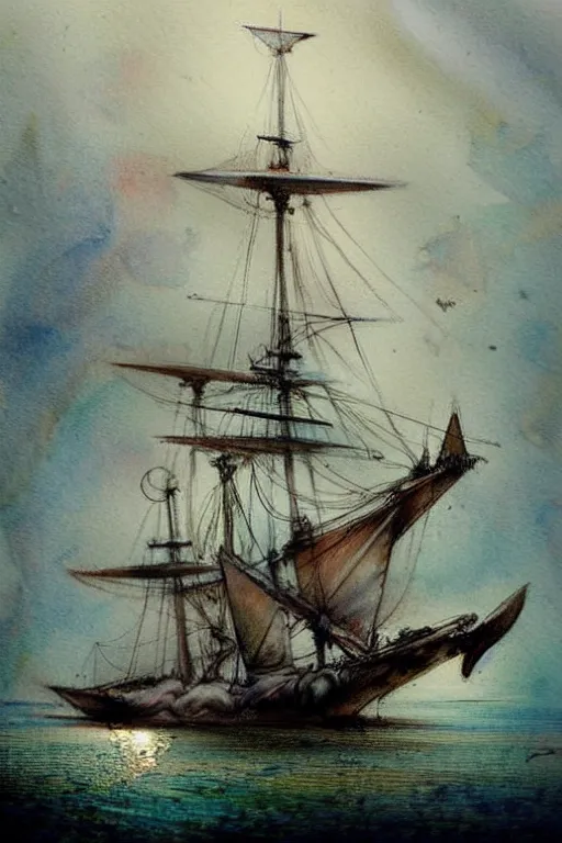 Image similar to (((((1950s fantasy boat . muted colors.))))) by Jean-Baptiste Monge !!!!!!!!!!!!!!!!!!!!!!!!!!!
