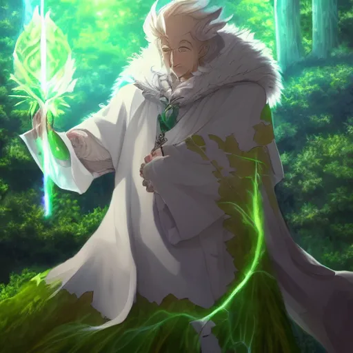 Image similar to portrait of druid biden as the master of the green winds of nature, anime fantasy illustration by tomoyuki yamasaki, kyoto studio, madhouse, ufotable, trending on artstation