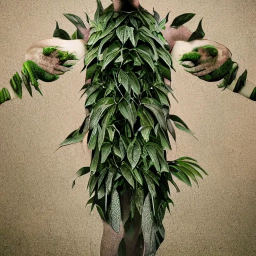 Image similar to a photo of a human with skin made of plants