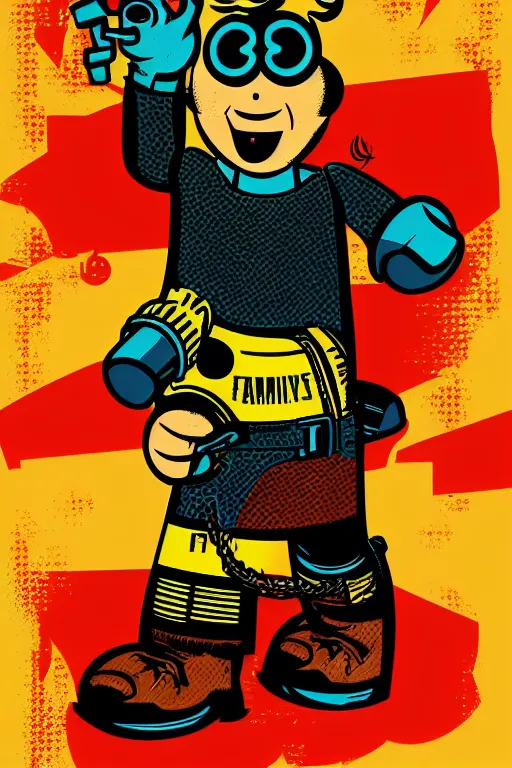 Image similar to fallout 7 6 retro futurist illustration art by butcher billy, sticker, colorful, illustration, highly detailed, simple, smooth and clean vector curves, no jagged lines, vector art, smooth andy warhol style