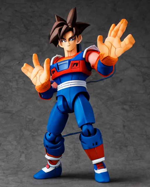 Image similar to a voltron action figure of goku, real life, studio lighting, professional photography