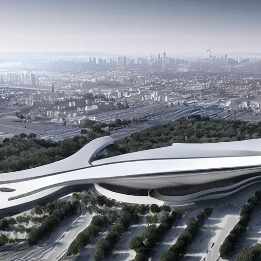Prompt: LaGuardia if it were designed by Zaha Hadid