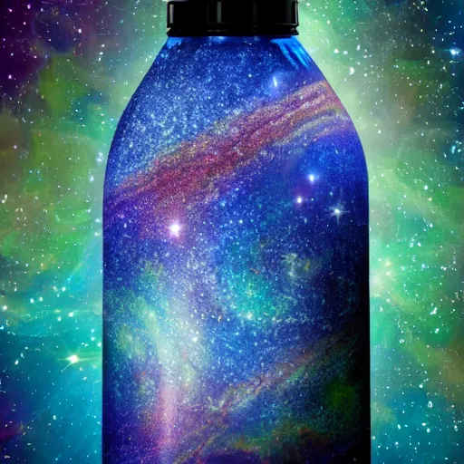 Prompt: universe contained within a bottle