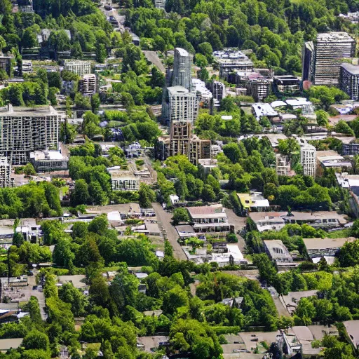 Prompt: nature reclaiming Seattle, lots of trees, dilapidated buildings, afternoon, ultra detailed, cinematic, no blur, 4k