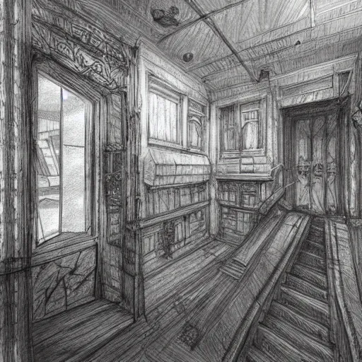 Prompt: concept art for a speculative horror role - playing game, intricate, detailed, pencil sketch