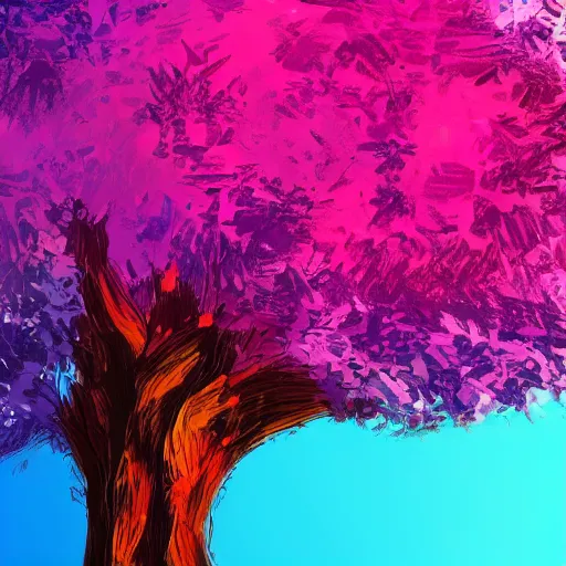 Image similar to a colorful tree, digital art, artstation