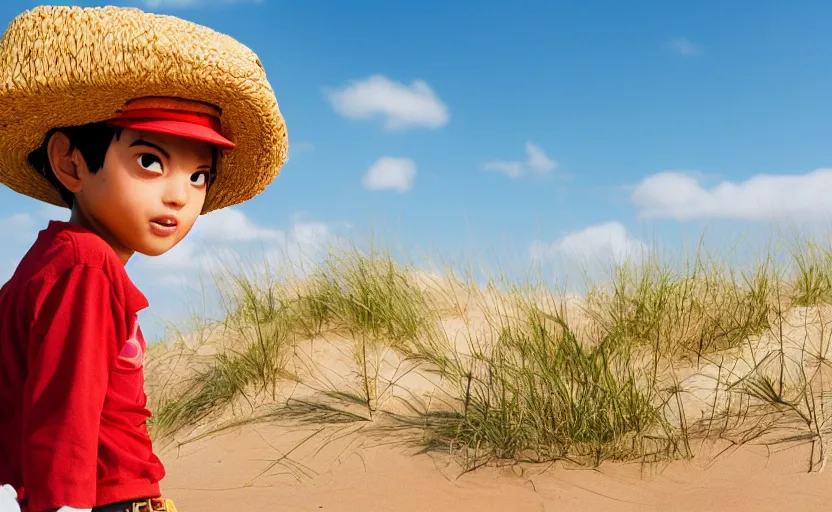 Image similar to a luffy in sand dunes, photography