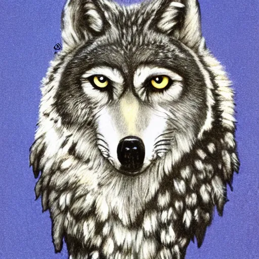 Image similar to ( wolf ) with the head of an owl