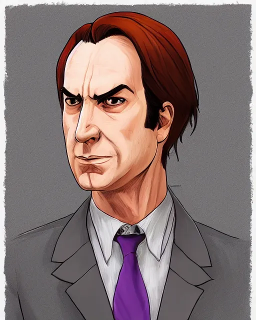 Image similar to saul goodman in ace attorney by kazuya nuri, portrait, concept art