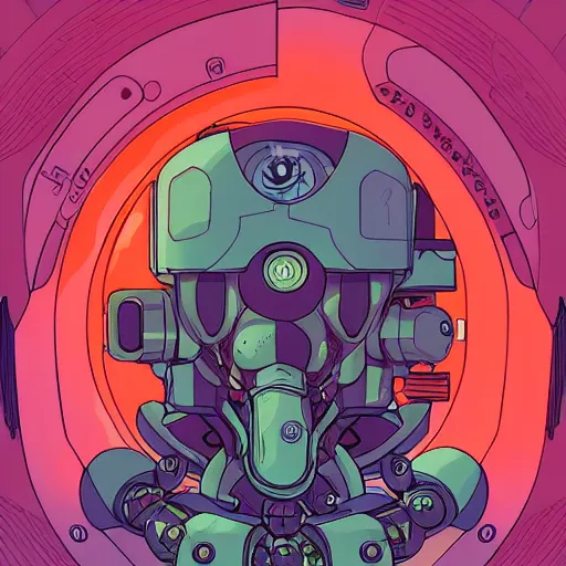 Image similar to robotic Octopus in an airlock, Industrial Scifi, detailed illustration, character portrait, by Martin Grip and Moebius