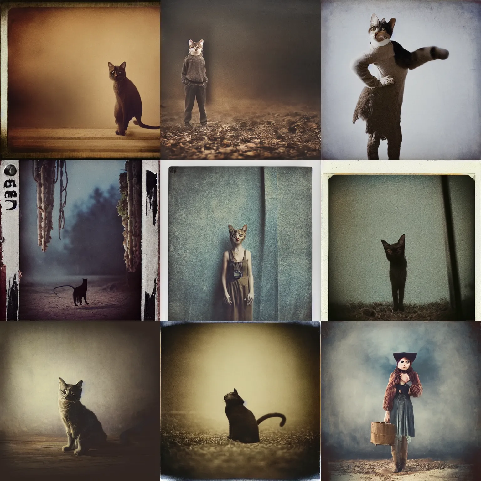 Prompt: cat!!!!! ,on wild west , full body , Cinematic focus, Polaroid photo, vintage , neutral dull colors, soft lights, foggy mist , by oleg oprisco , by thomas peschak, by discovery channel, by victor enrich , by gregory crewdson