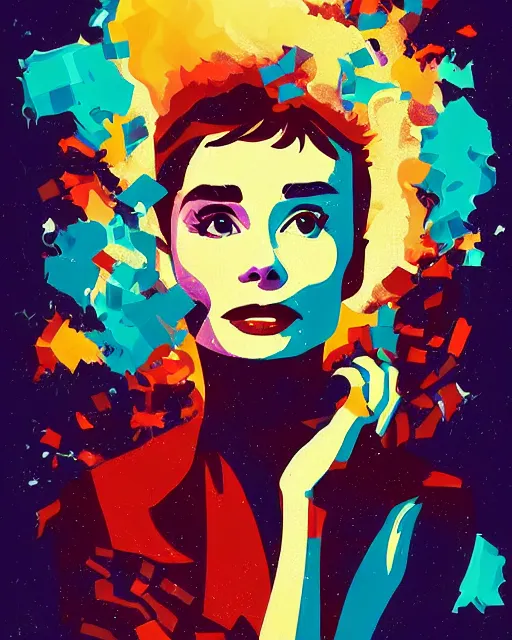 Prompt: audrey hepburn in a chaotic storm of liquid smoke, portrait, by petros afshar, ross tran, tom whalen, peter mohrbacher, artgerm, shattered glass, bubbly underwater scenery, radiant light
