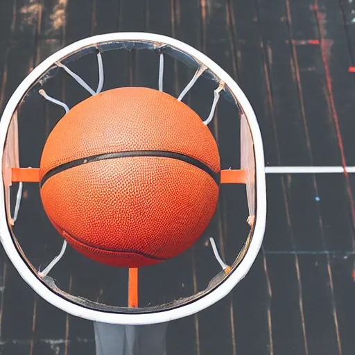 Image similar to a partially deflated basketball