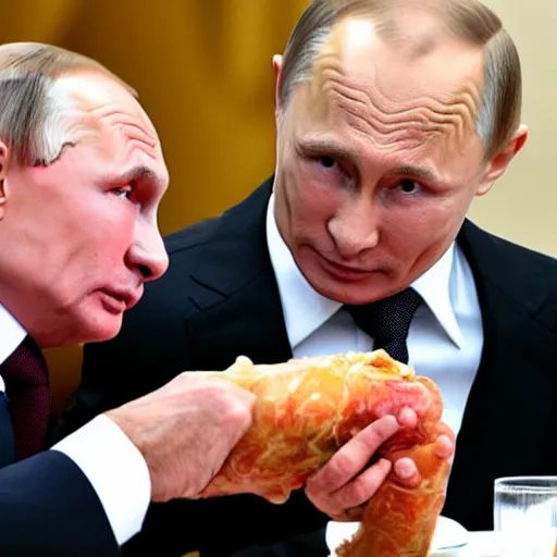 Prompt: photo, vladimir putin eating a human leg