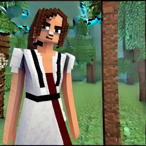 Image similar to Emma Watson screenshot from minecraft