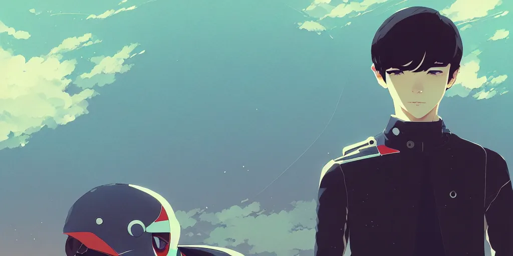 Image similar to portrait of a kamen rider rx by ilya kuvshinov, cloudy sky background lush landscape ln illustration concept art anime key visual trending pixiv by victo ngai fanbox by greg rutkowski makoto shinkai takashi takeuchi studio ghibli