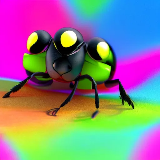 Prompt: cute bug. 3 d render. blender. colorful 3 d background. macro. 4 k