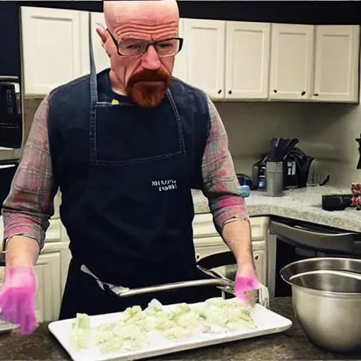 Image similar to Walter White cooking meth for gender reveal parties