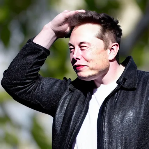 Prompt: elon musk covering his ears with his hands