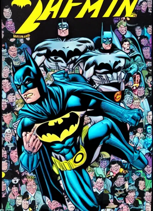 Image similar to 1 9 9 8 issue of jla cover depicting batman by ed mcguinness, masterpiece ink illustration,