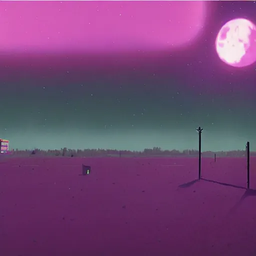 Prompt: a purple moon simon stalenhag high detail