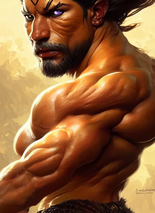 Image similar to portrait of tiger, d & d, muscular! fantasy, armour, intricate, elegant, highly detailed, digital painting, artstation, concept art, smooth, sharp focus, illustration, art by artgerm and greg rutkowski and alphonse mucha