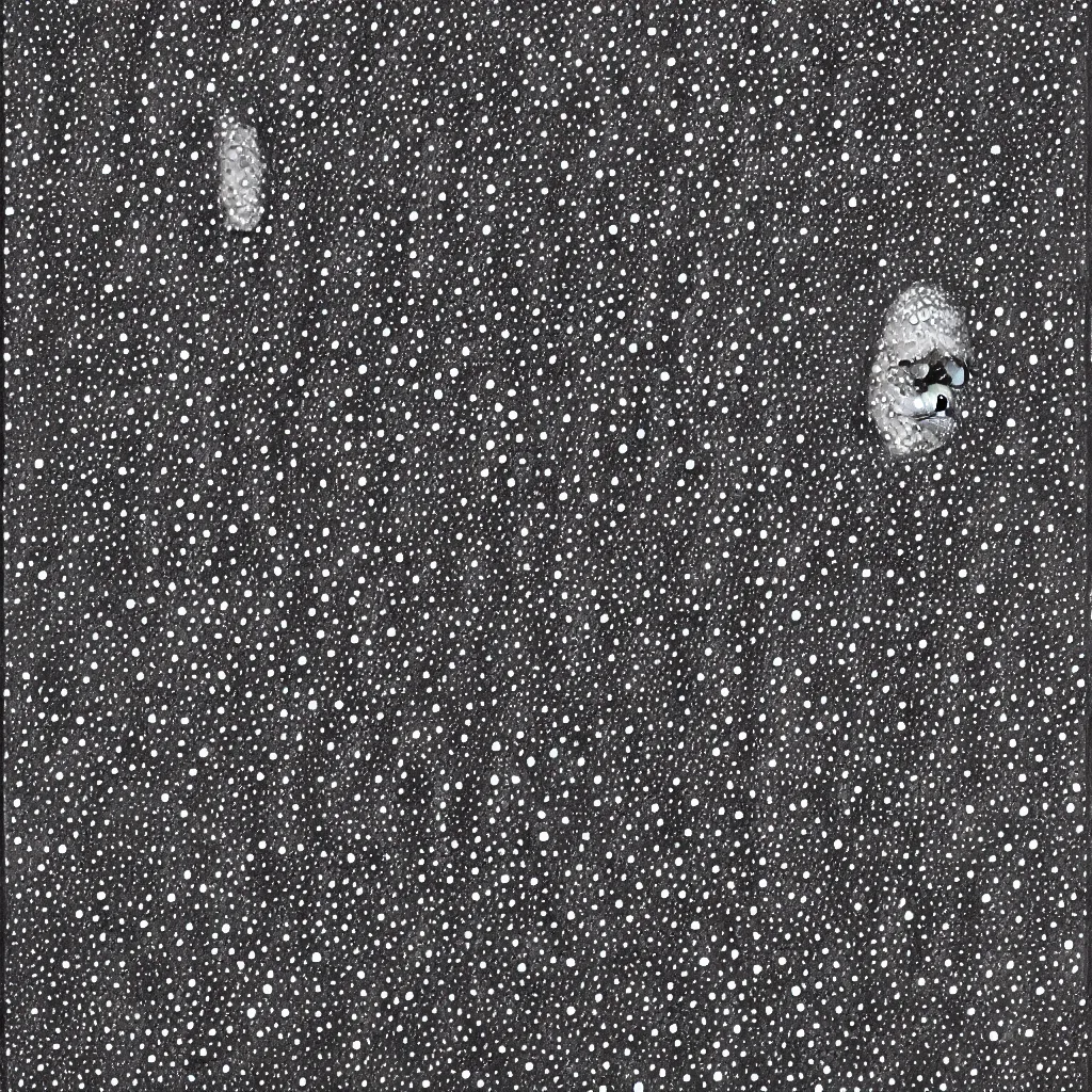 Image similar to face made out of planet, faceless people dark, dots, drip, stipple, pointillism, technical, abstract, minimal, style of francis bacon, asymmetry, pulled apart, cloak, hooded figure, made of dots, abstract, balaclava