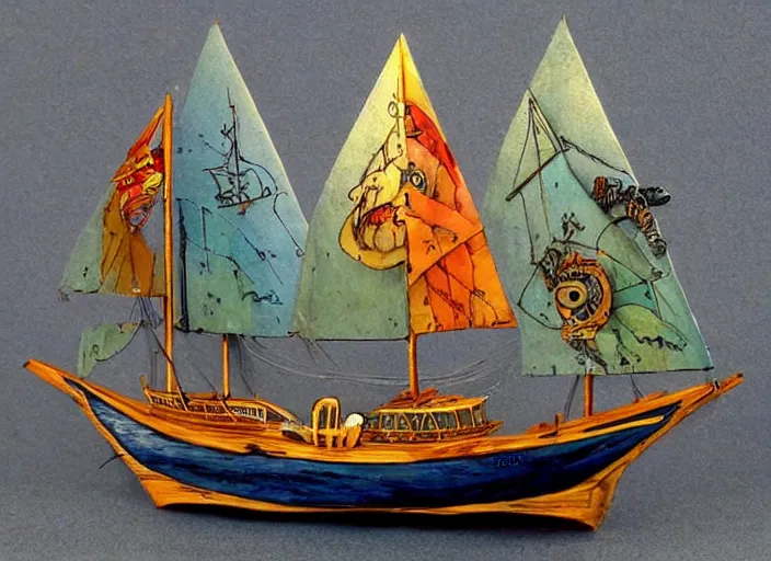 Image similar to sailing vessel, lowbrow, 3 - d, highly detailed, in the style of alexander jansson,