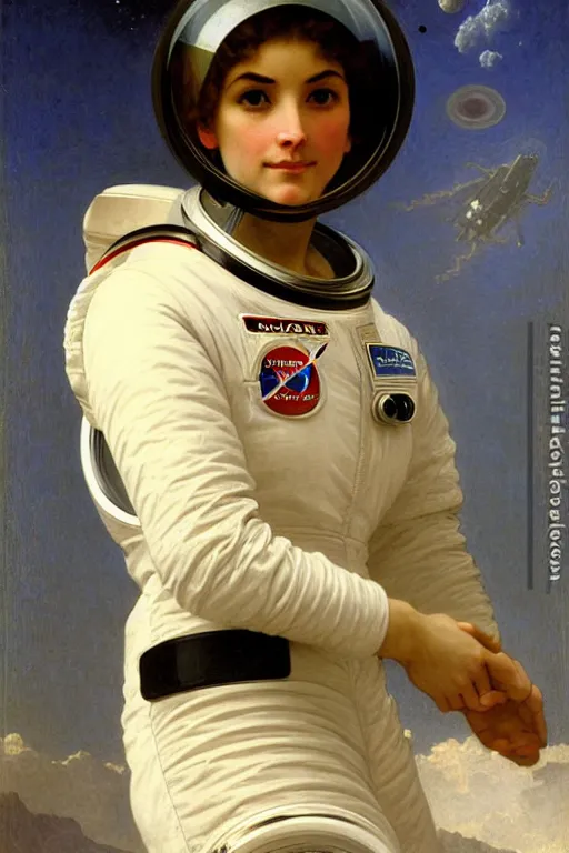 Image similar to portrait of a astronaut, by bouguereau