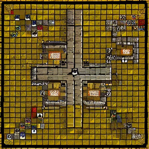 Image similar to overhead map of a roguelike dungeon, d & d map