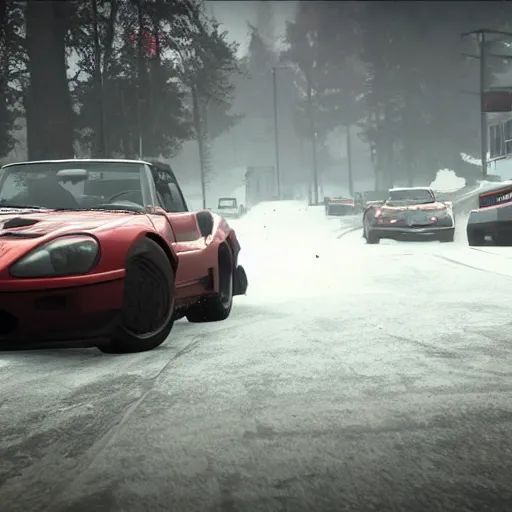 Image similar to forza horizon 5 in silent hill streets