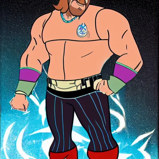 Prompt: Full body picture of Triple H as a Disney character in his in-ring gear, Disney, cartoon, Disney style, 2d, drawn image, beautifully drawn, Disney 2d animation still