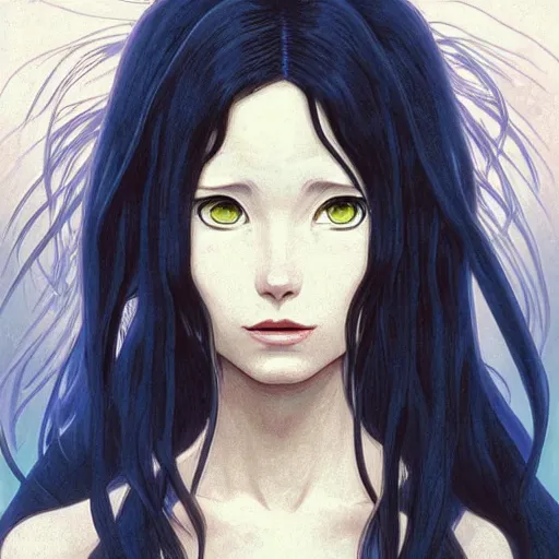 Prompt: intricately detailed vfx portrait of marceline by eiichiro oda!, makoto shinkai, alphonse mucha, art by artgerm and greg rutkowski!, blue eyes!!, large aquiline nose!!, best of behance, concept art, matte, sharp focus, adolphe bouguereau, annie leibovitz, stanley kubrick,