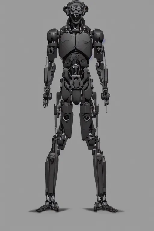 Image similar to symmetry!! full body kitbash human anatomy concept, gun metal grey, humanoid cyborg, monkey limbs, digital art, in the style of ben lol, brian sum, ramil sunga, herbert lowis, furio tedesschi, christopher cao, artstation, pinterest, deviantart, photoshop, octane render, unreal engine