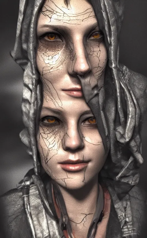 Image similar to face covered by small tools extremely detailed cyberpunk ( steampunk ), day light, realistic shaded,