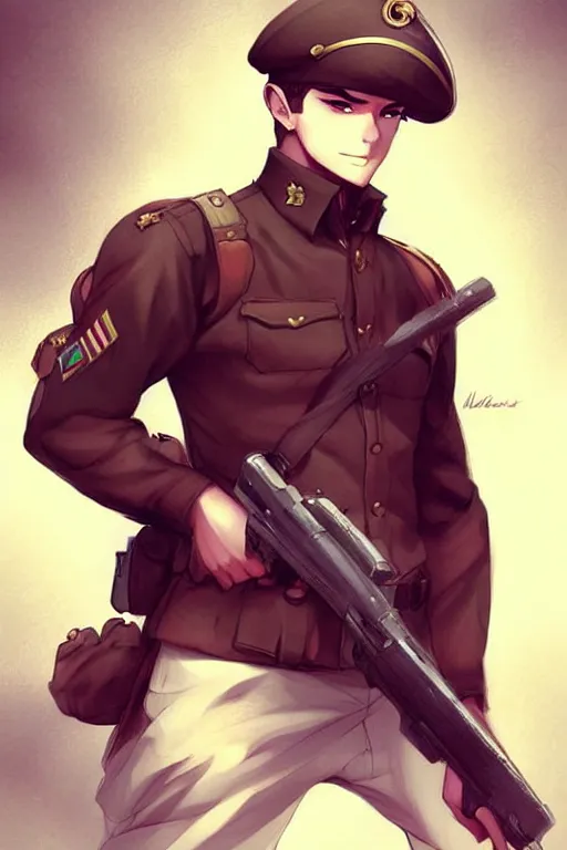 Image similar to beautiful portrait commission military clothes maroon beret. Atmospheric. Character design by charlie bowater, ross tran, artgerm, and makoto shinkai, detailed, inked, western comic book art. male anthro!!! fruit bat