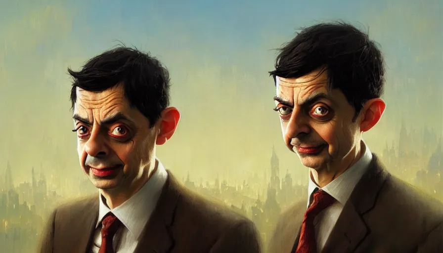 Image similar to artwork of mr beans by greg rutkowski, by karol bak, by anato finnstark, brush strokes, 4 k resolution