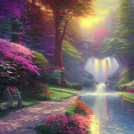 Prompt: The true nature of reality, Thomas Kinkade painting, trending on artstation