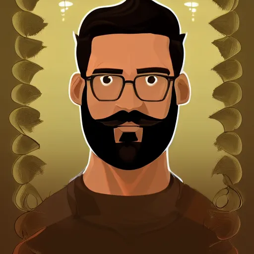 Prompt: the best brown male with short beard and mustache profile picture of 2 0 2 5, 4 k, beautiful gorgeous digital art, trending on artstation