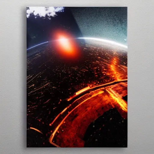 Prompt: black hole sucking new york into it, ridley scott movie 8 k hyper realistic poster