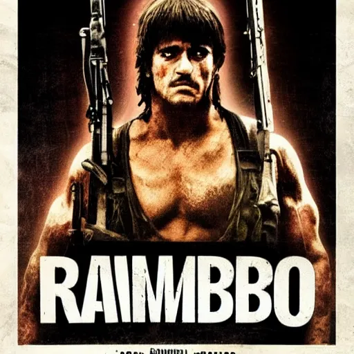 Image similar to rambo movie poster with black background