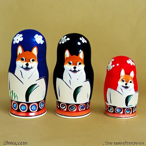 Image similar to Shiba Inu Matryoshka dolls