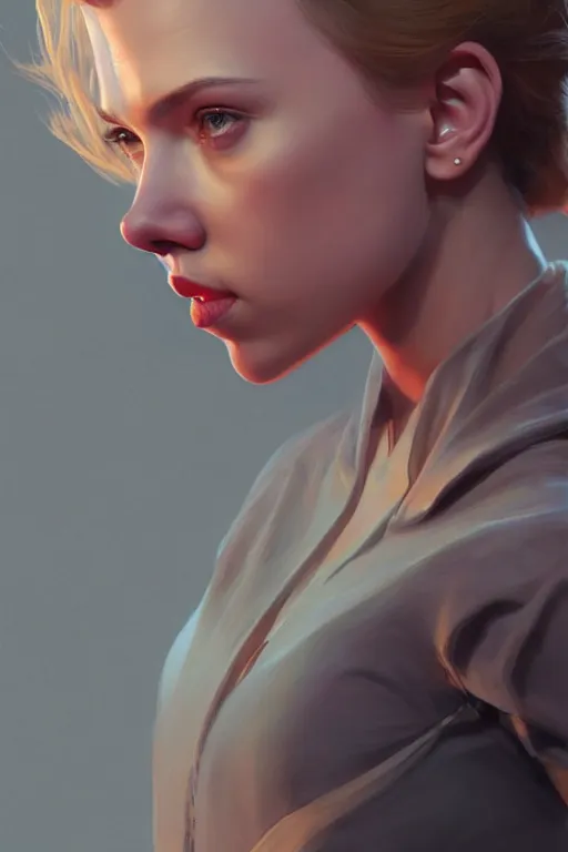 Image similar to Scarlett Johansson is talking to you POV, anatomy, only two hands, highly detailed, digital painting, artstation, concept art, smooth, sharp focus, illustration, Unreal Engine 5, 8K, art by art by artgerm and greg rutkowski and edgar maxence