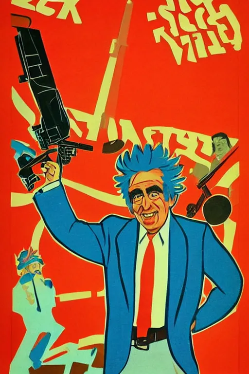 Image similar to rick sanchez, 1 9 6 0 s soviet poster