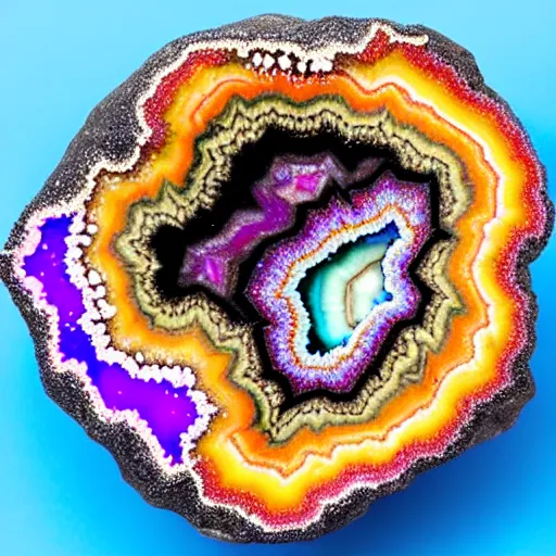 Prompt: colorful geode with circuits inside