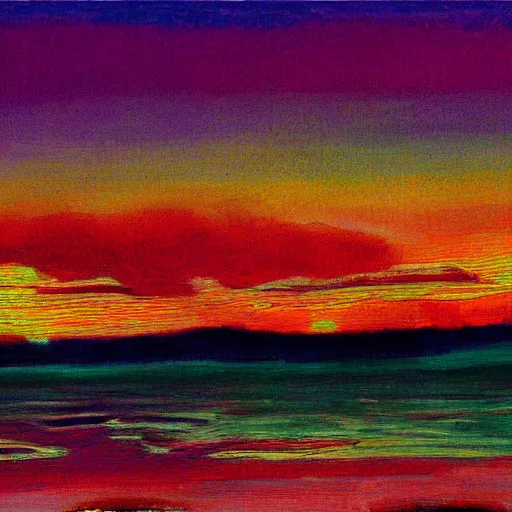 Image similar to an abstract sunset, 8 k, photorealistic, very detailed, by peter doig