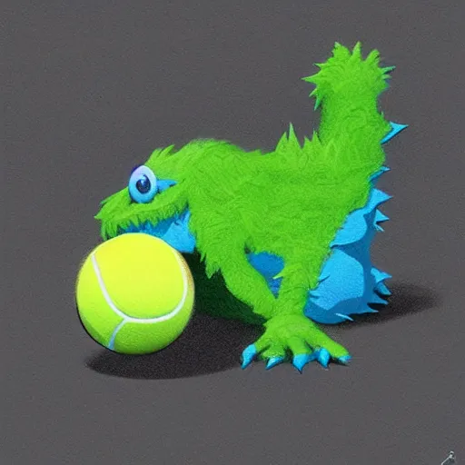 Image similar to a tennis ball monsters , blue, digital art, fantasy, magic, trending on artstation, ultra detailed, professional illustration by Basil Gogos