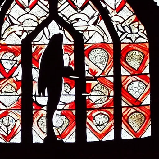 Prompt: vampire dressed in black and red medieval noble’s clothing, with long black hair, clean shaven, holding a glass of wine and a lit match, sitting atop a catholic church altar, backdrop a shattered stain glass window. Wide shot, realistic, ominous.