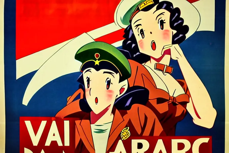 Image similar to 1940s, war, anime, poster