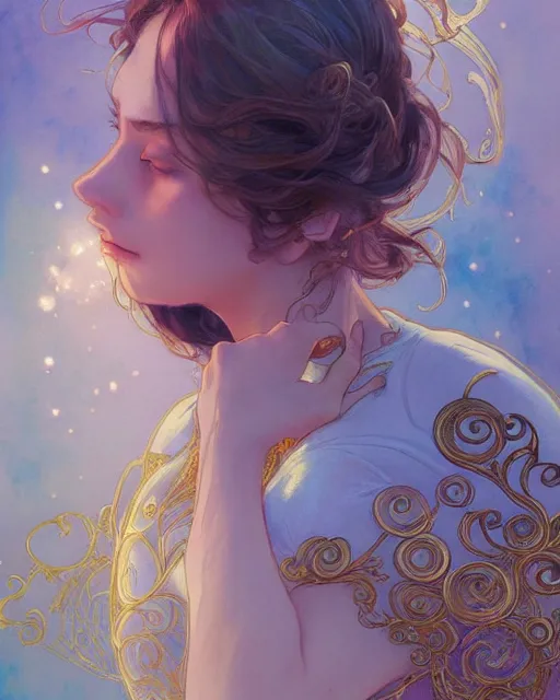 Image similar to secret romance, highly detailed, gold filigree, romantic storybook fantasy, soft cinematic lighting, award, disney concept art watercolor illustration by mandy jurgens and alphonse mucha and alena aenami, pastel color palette, featured on artstation